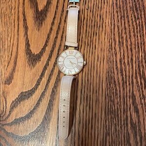 Anne Klein Beige Genuine Leather Strap Watch
